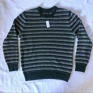 NWT Gap Green White Cotton Crewneck Sweater